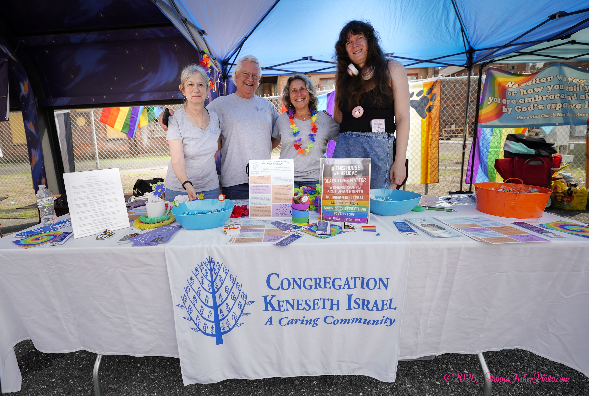 Congregation Keneseth Israel of Allentown, Pa. has a table at Lehigh Valley Pride at SteelStacks on Sunday, August 30, 2026. Photography &copy;2026, DonnaFisherPhoto.com