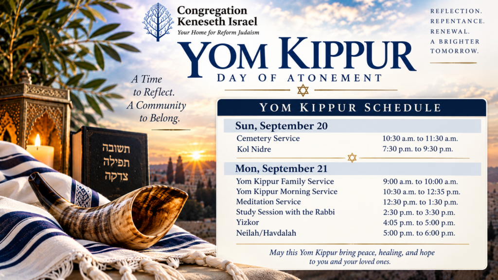 Yom Kippur Schedule 2026